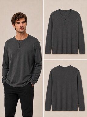 Lululemon 5 Year Basic Long Sleeve Henley Men’s L Dark Heather Gray